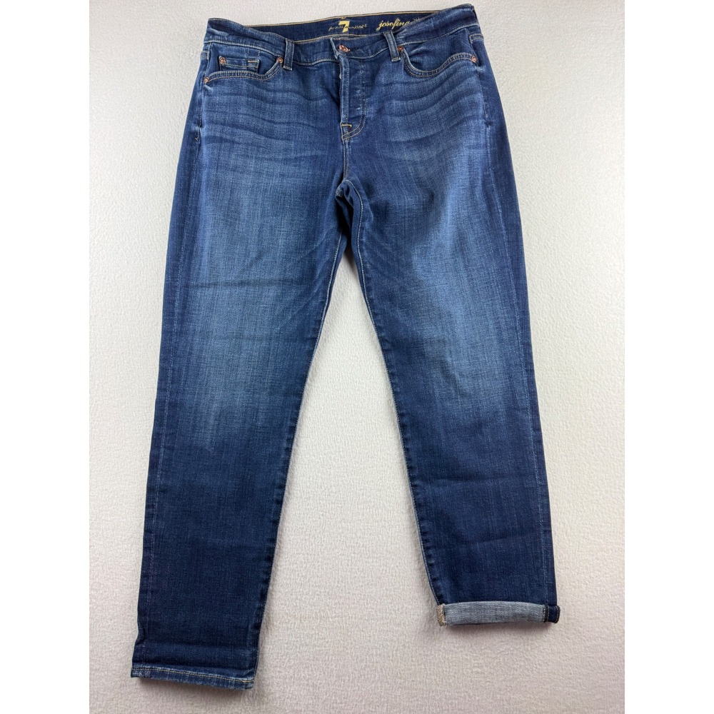 7 For All Mankind Josefina Skinny Boyfriend Blue Jeans Button Fly Stretch 27